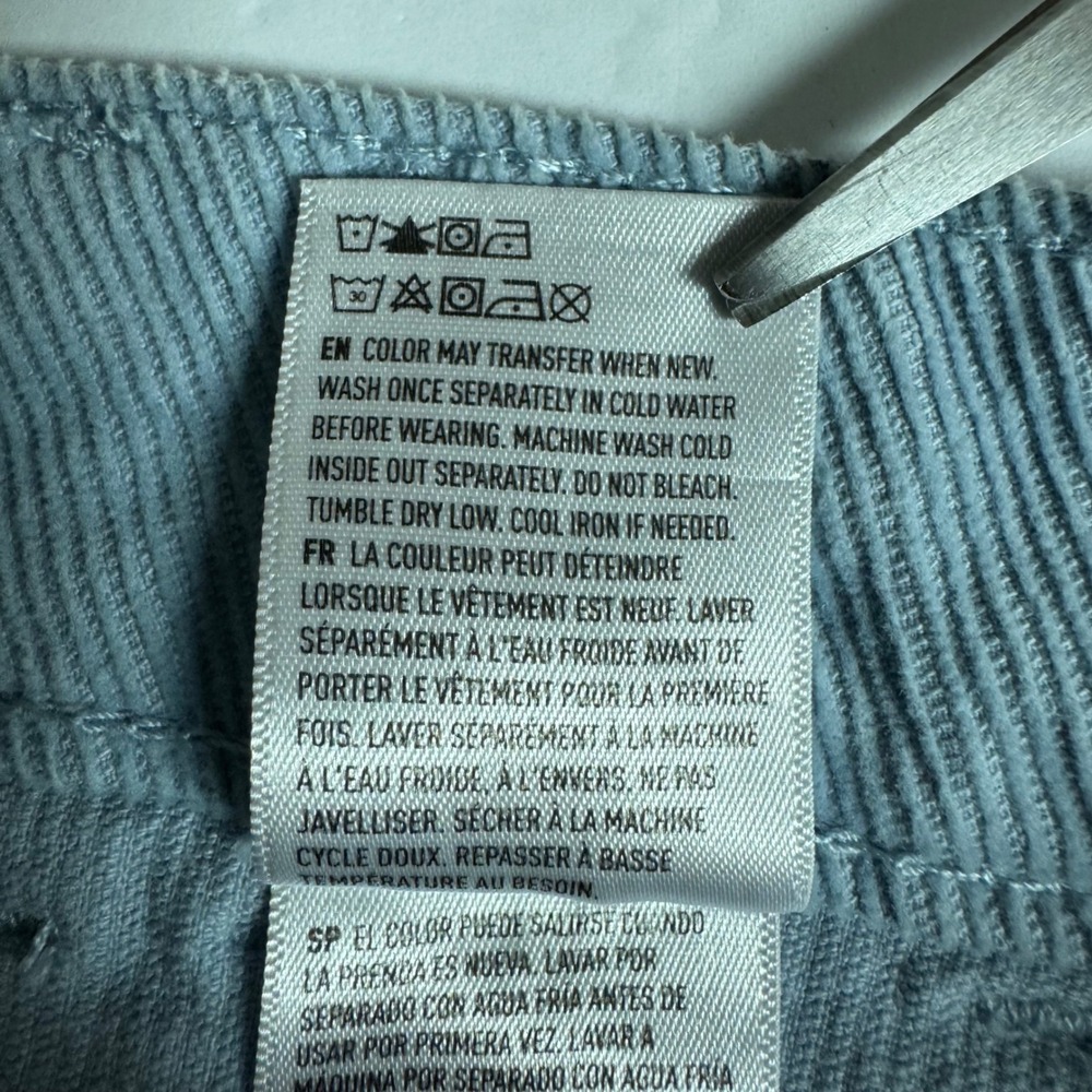 American Eagle Super Stretch Corduroy Mini Skirt Blue Button Front Women Size 8 - Picture 6 of 6